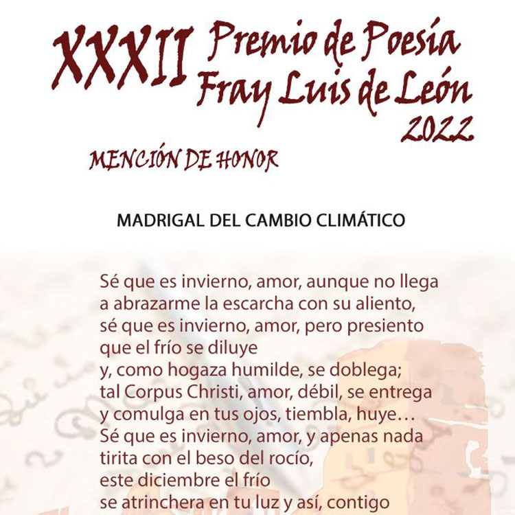 Audio: Conocemos el fallo de la XXXII Edición del Premio de Poesía Fray Luis de León